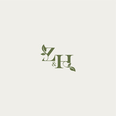 ZH letter luxury wedding monogram design organic leaf logo bold initial concept