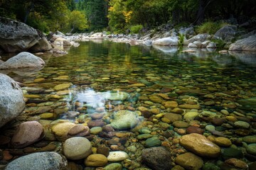 Fototapeta premium Stones in a tranquil gently moving stream