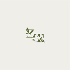 ZT letter luxury wedding monogram design organic leaf logo bold initial concept