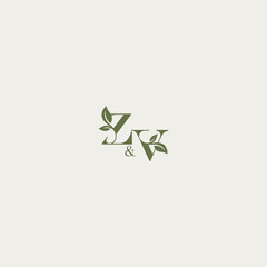 ZV letter luxury wedding monogram design organic leaf logo bold initial concept