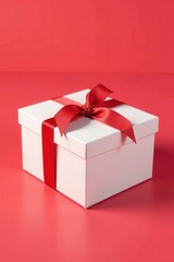 Obraz premium White square gift box mockup, open and closed positions, isolated , commerce, presentation