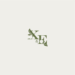 XE letter luxury wedding monogram design organic leaf logo bold initial concept