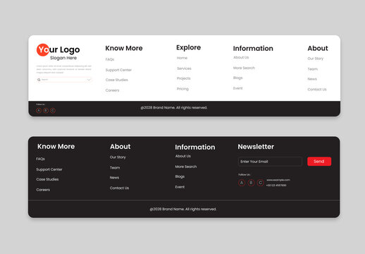 Minimalist Footer Design Template Collection