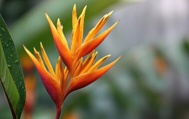 Fototapeta premium Stunning Heliconia Fire Bird in bloom