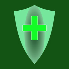 Fototapeta premium Medical Icons Shield, First Aid Kit, and Document