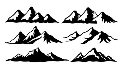 mountains silhouettes on tranparent background