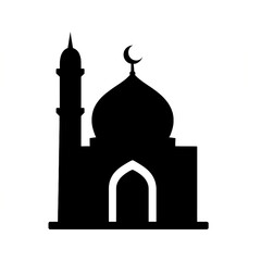 Islamic Mosque Silhouette Icon.
 Black and White Vector Illustration for Ramadan, Eid, and Islamic Design.