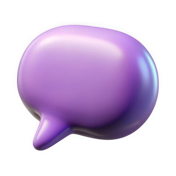3d illustration of a shiny purple speech bubble isolated on transparent background
