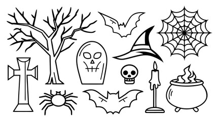 Halloween doodle elements set.