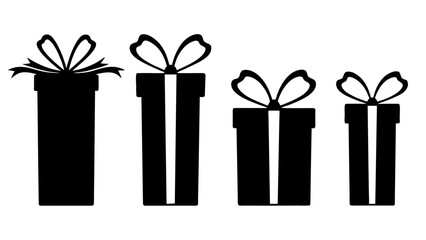  Gift boxes with ribbon icons Set. Gift box flat silhouette set.