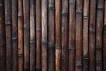 Obraz premium Texture of dark brown bamboo fencing