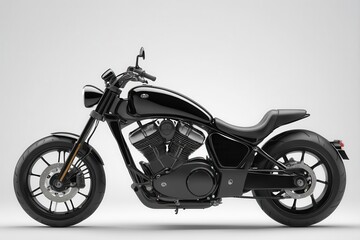 Obraz premium A sleek, all-black motorcycle with a low profile and classic design, embodying power and style.
