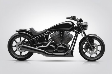 Fototapeta premium Sleek black motorcycle with a powerful engine, perfect for cruising down the open road in style.