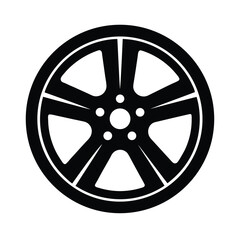 Obraz premium Car Wheel With Five Spokes Icon Vector Illustration