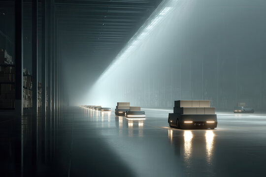 modern autonomous drones seamlessly navigate through hightech warehouse environment - Powered by Adobe