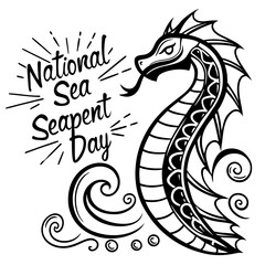 NATIONAL SEA SERPENT DAY vector illustration
