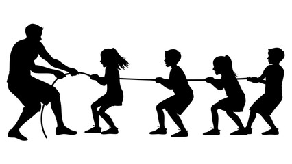 silhouette of a tug of war