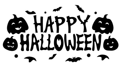 Happy Halloween typography with flying bats vector.