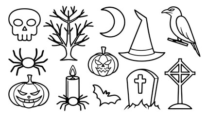 Halloween doodle elements set.