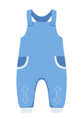 Light blue baby romper with arrows as decorative elements. Flat vector on transparent background.