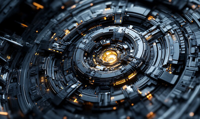 3D abstract visuals and futuristic elements isolated on black, designed for versatile commercial use across technology, minimal, sci-fi, and eco concepts