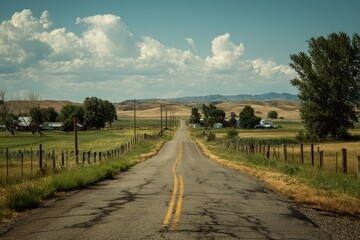 Vacant countryside road in rural area
