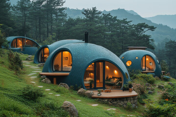 Glass domes made from recycled materials.