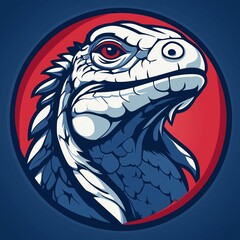 Modern mascot red and grey logo of iguana for cyber players, video game teams, social networks.