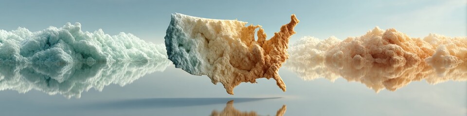 Obraz premium High-Quality Modern Flood Map of the United States Submerged by Ocean Water Authentic Climate Change Awareness for Corporate and Environmental Campaigns