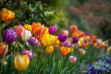 Vibrant tulips in the garden