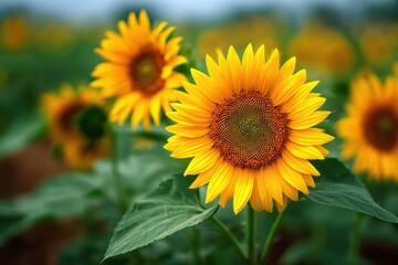 Obraz premium Vibrant yellow sunflowers blooming in a national park
