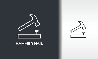 Hammer Nail Vector, Icon Or Logo Sign Isolated Symbol Illustration