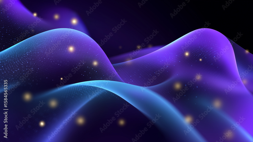 Poster clean and vibrant abstract vector design representing ai data processing with glowing nodes, swirlin