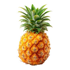 A Single Ripe Pineapple Isolated on Black Background, Vibrant Yellow and Green Tropical Fruit, Juicy and Sweet Ananas comosus