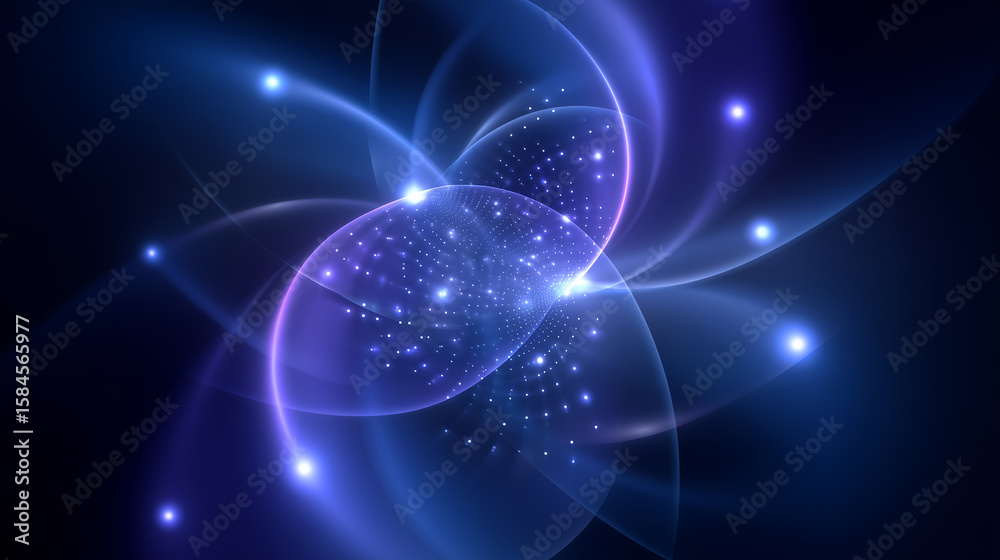 Poster clean and vibrant abstract vector design representing ai data processing with glowing nodes, swirlin