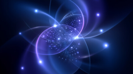 Obraz premium Clean and vibrant abstract vector design representing AI data processing with glowing nodes, swirling lines, and digital blue-purple patterns. Perfect for futuristic tech, analytics