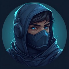 Modern mascot logo of ninja for cyber players, video game teams, social networks.