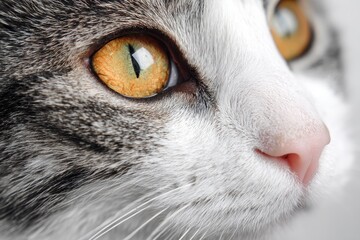 White background close up of a cat s face