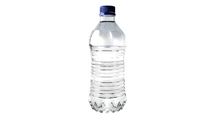 Fototapeta premium A clear plastic water bottle with a blue cap is isolated on transparent background, representing pure hydration and healthy lifestyle
