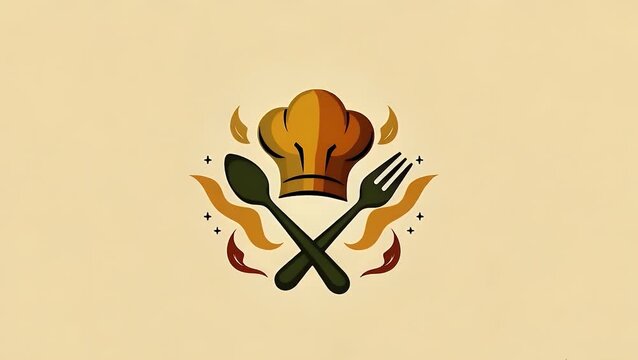 Creative logo design for chefs or culinary professionals with icons like chef hat, fork, spoon, or fire, suitable for restaurants, food blogs, or catering services.

