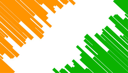abstract indian tricolor background with saffron and green geometric stripes