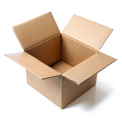 open empty carton box isolated on white background