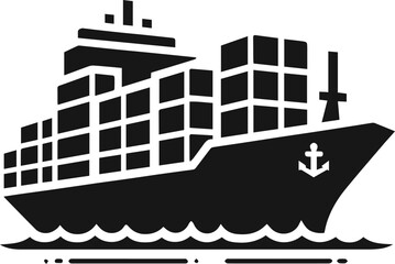 Container Ship Vector silhouette Illustration Art