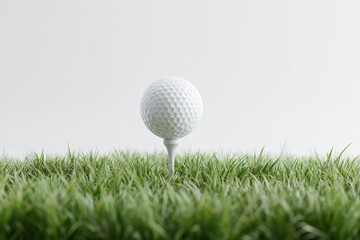 White golf ball on tee in green grass