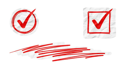 Obraz premium Handwritten check marks and scribbles isolated on transparent background provide a raw and authentic touch