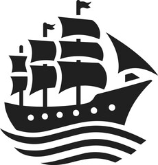 Majestic Black Sailboat Icon