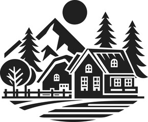 Obraz premium Majestic Mountain Cabin Retreat