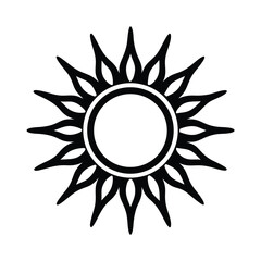Outlined Sun Icon Vector Illustration