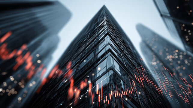 Market trends analysis urban financial district graph visualization modern business environment dynamic perspective