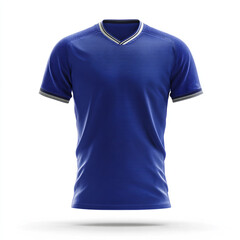 Blue casual cotton t-shirt, isolated on white, a versatile blank template for men's and women's fashion wear